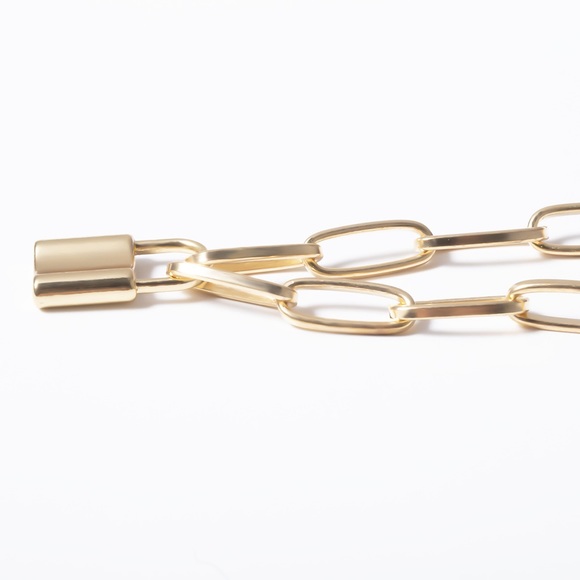 Gold Locker Charm Link Necklace - Picture 5 of 7